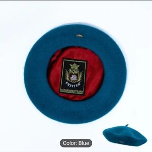 Royal Blue Wool Beret with Satin Lining